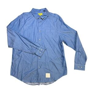 FIVE FOUR Poggy the Man XL Blue Button Up Long Sleeve Casual‎ Shirt